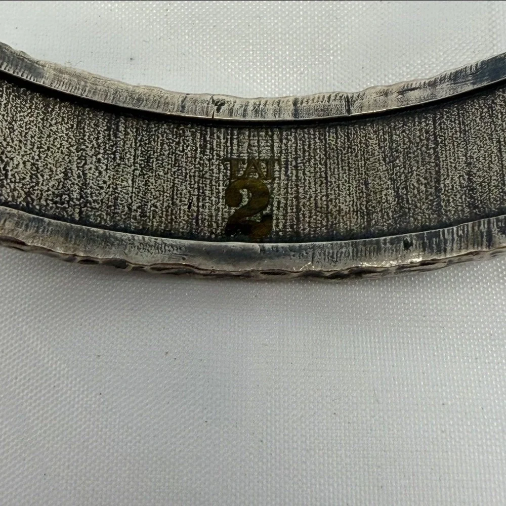 TAT2 Mixed Metal Hammered Triple Band Magnetic Cuff Bracelet Pavé Accents
